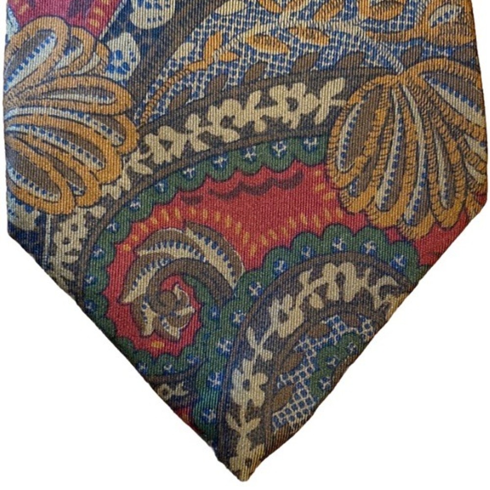 Keys &‎ Lockwood New York Preppy Mens Silk Paisley Tie Dark Academia Classic USA